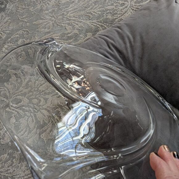 Vtg MCM 1960s Val St. Lambert Platter Romy Signed Heavy Crystal 13" Sandwich - Picture 14 of 14